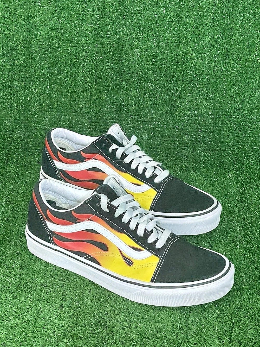 Vans Old Skool Flame Sneakers Black & Yellow Like New